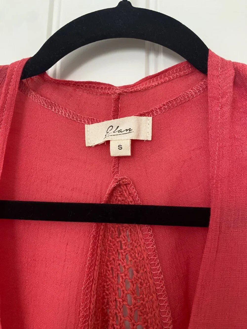 Elan | Tie Front Crocheted Top & Pull On Pants in Coral